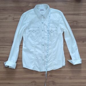True Religion White Button-Up Shirt
